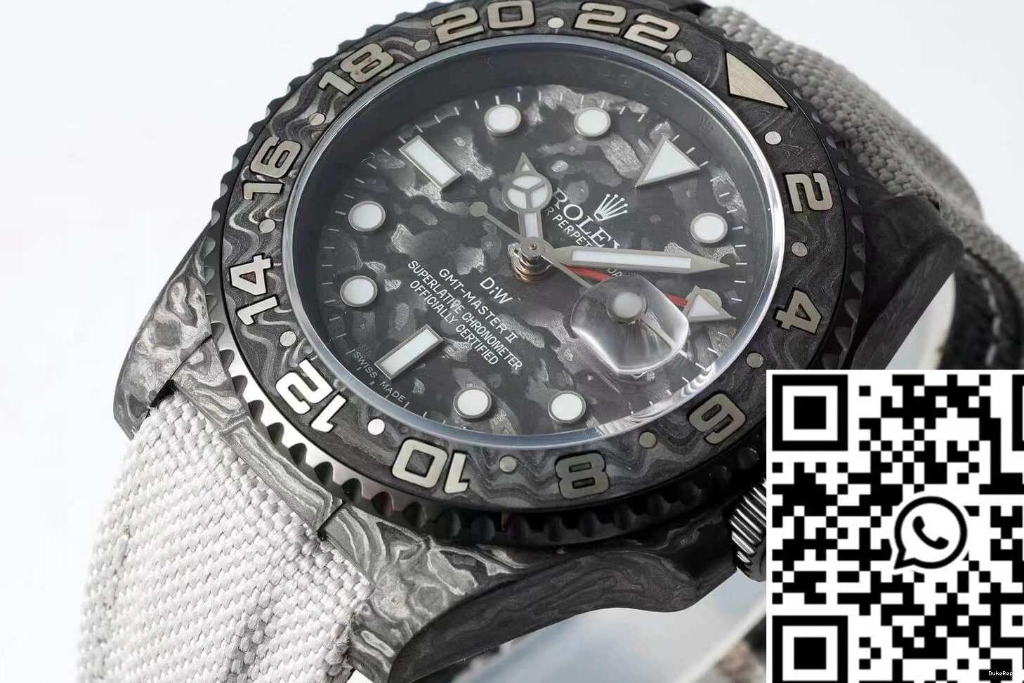 Carbon II Dial GMT-MASTER Rolex Fiber Fabric Diw Strap 1224